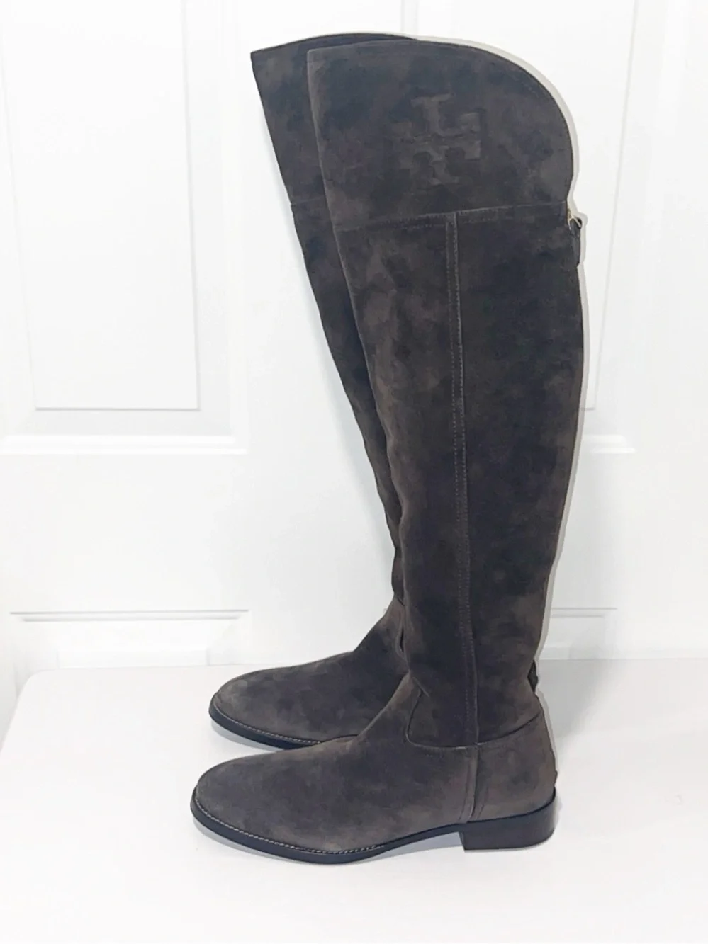 TORY BURCH Simone Dark Brown Suede Over-the-Knee Boots